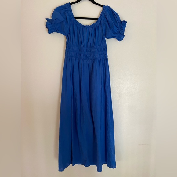 Blue Off-Shoulder Cotton Dress - Picture 4 of 5